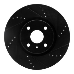 Fiat 124 Spider Brake Rotor (1) - Front Right - R1 Concepts - Drilled & Slotted - Black - `16-`25